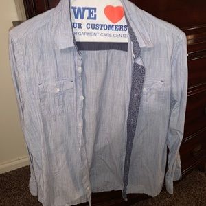 double breasted long sleeve button down shirt